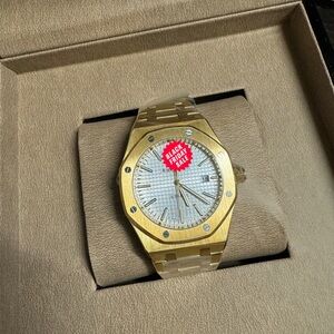 Gold and Silver Watch with White Dial AP